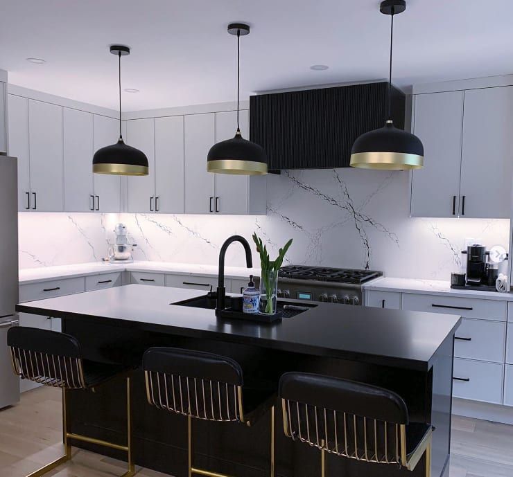 A modern kitchen with custom lighting installed by Pica Electrical